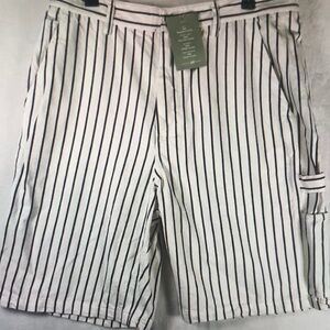 Striped White and Black Men Shorts